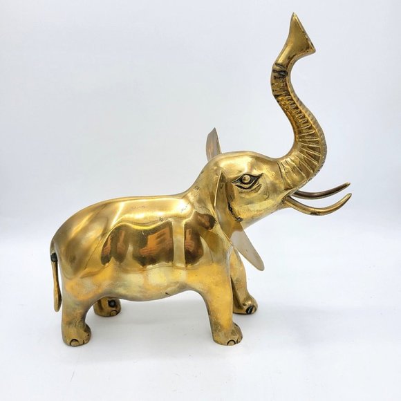 MCM Decor Brass Big Ears Elephant Pachyderm Large  Figure 12" Tall Made In Korea - Picture 1 of 12